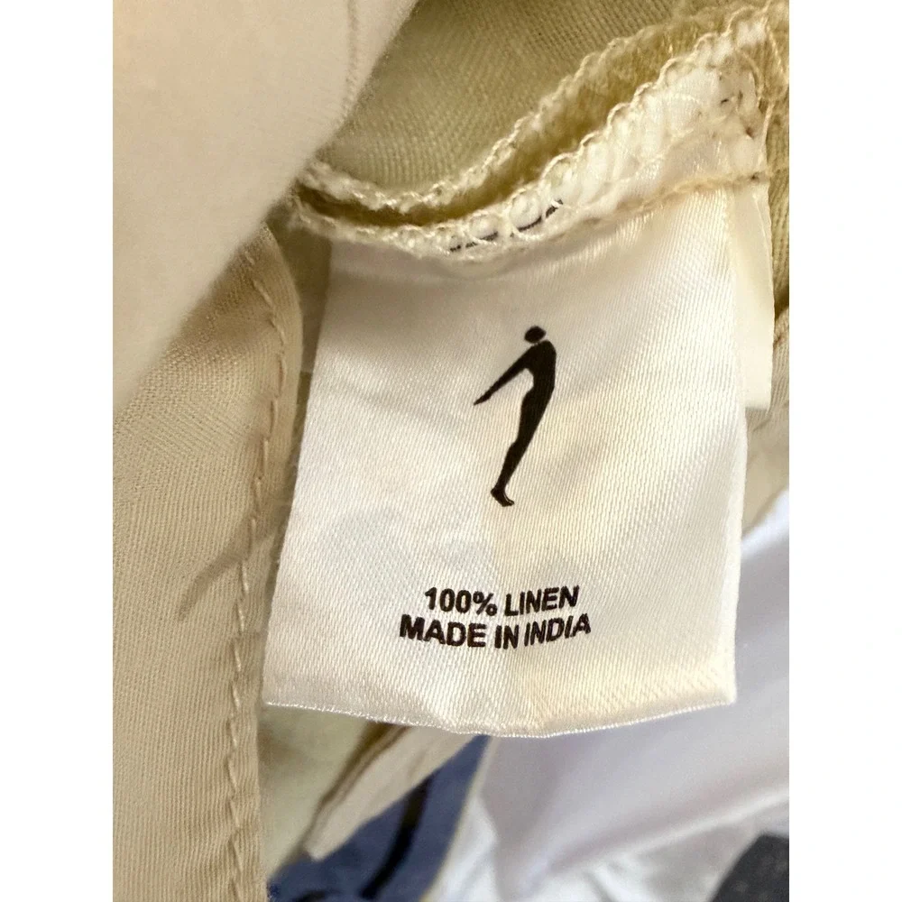 Sportscraft Linen Trousers Mens 40 Cream Excellent Kansas Fit Straight Leg Pants